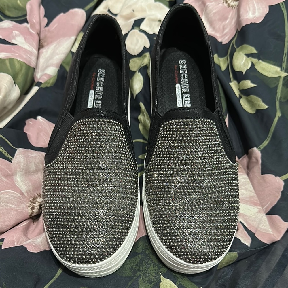 Skechers Black Slip-On Sneakers Comfortable Casual Footwear